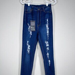 Bob Skinny Denim Jeans Women's 11/12 Blue Distressed Casual BO-E16 NWT